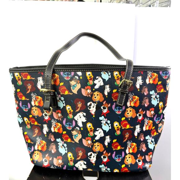 Disney Dogs Tote Bag Lady & the Tramp Pluto Stitch Dalmation Print Purse NWOT - Picture 1 of 5